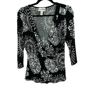 Joseph Ribkoff Black and White Floral Blouse